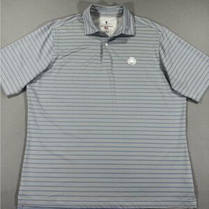 Peter Millar / Fairway and Greene Light Blue and White Striped Golf Polo